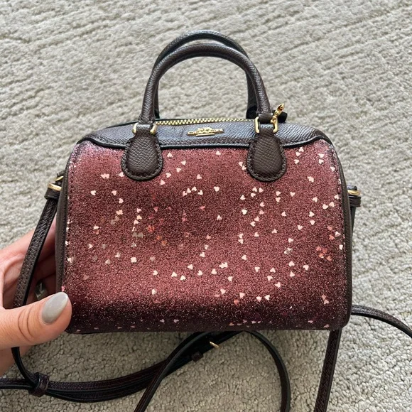 Coach Micro Bennett Satchel, Oxblood Heart Glitter - Picture 3 of 16